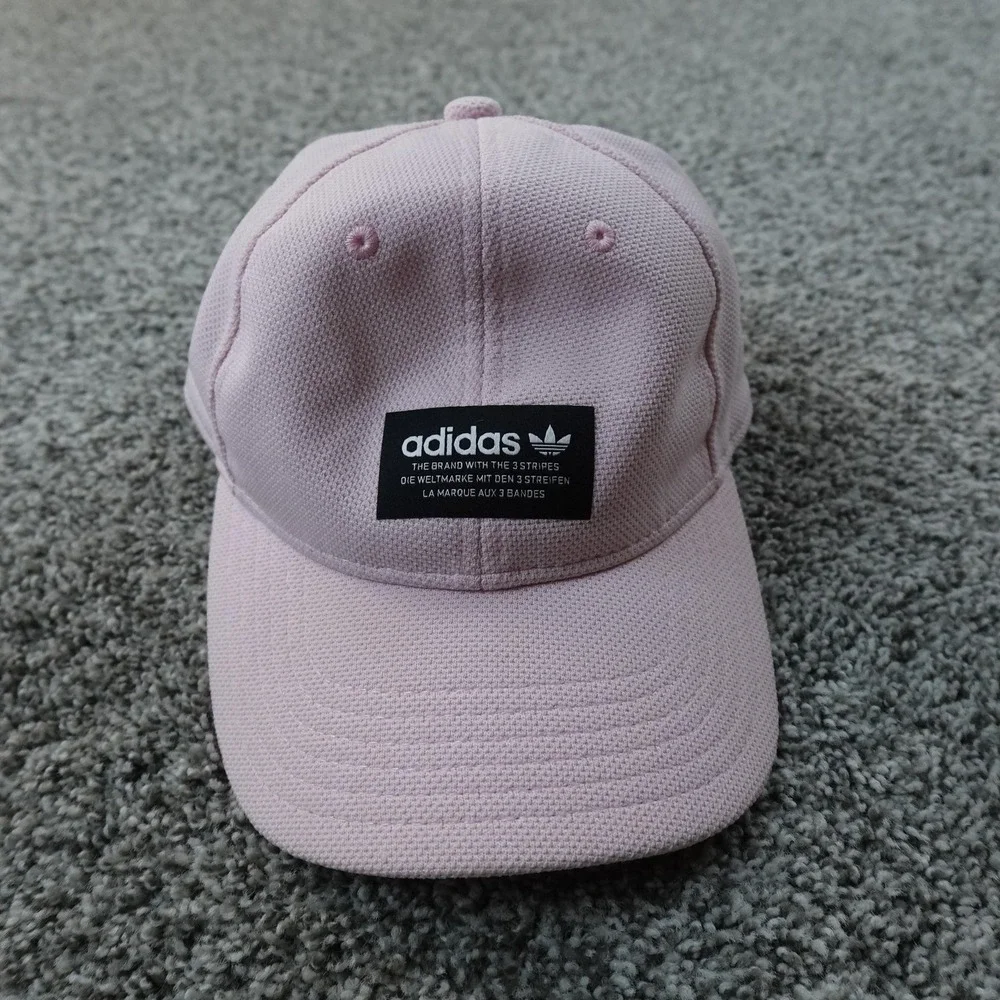 Adidas Hat Cap Mens One Size Pink Adjustable Strap Back Trefoil Patch Casual Gym